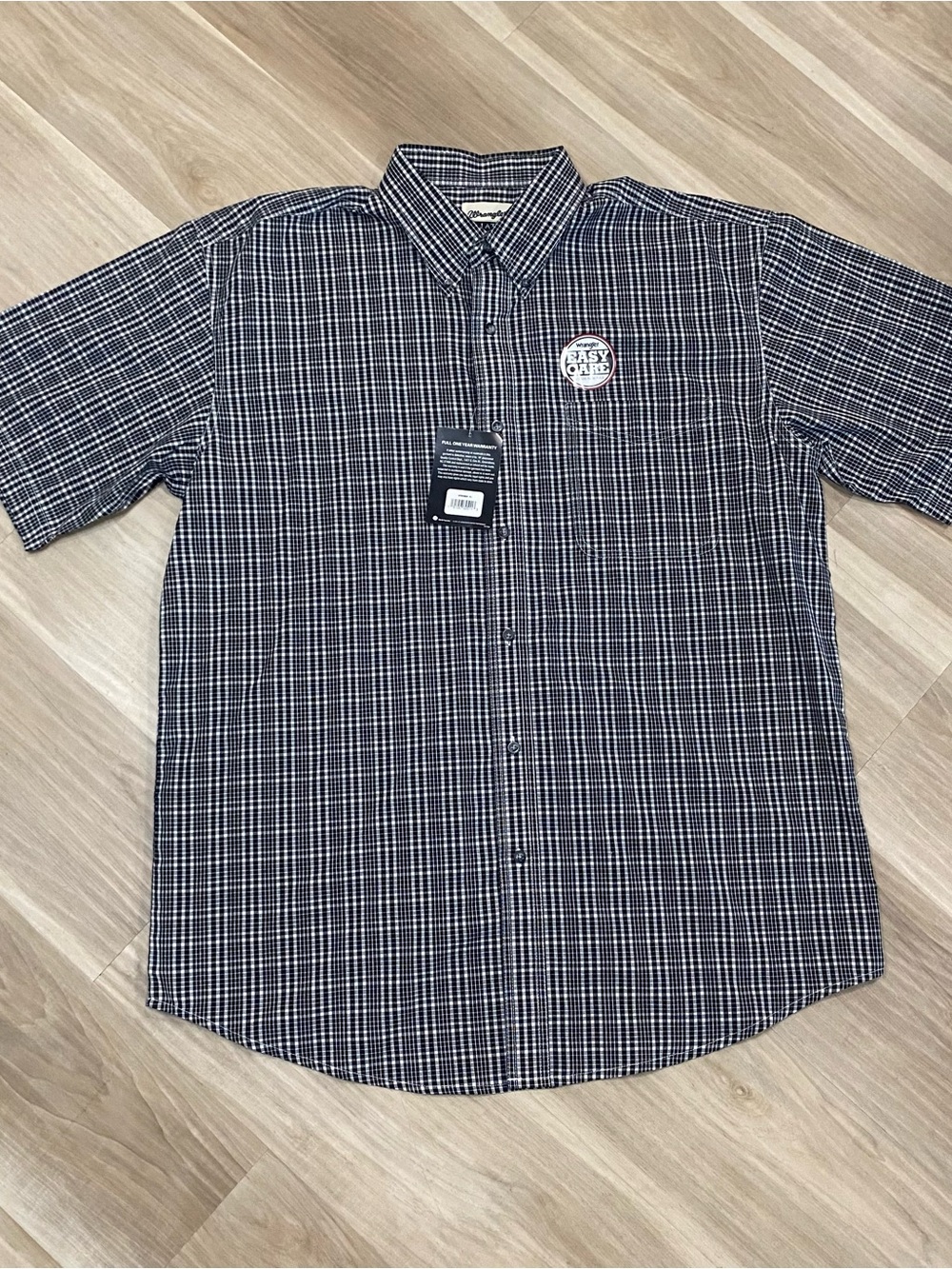 Wrangler Riata Shirt Mens XL Black White Plaid Button Down Short Sleeve NWT New